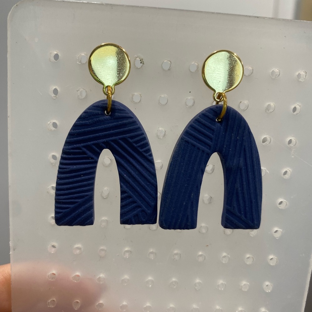 Blue and Gold Arch Earrings